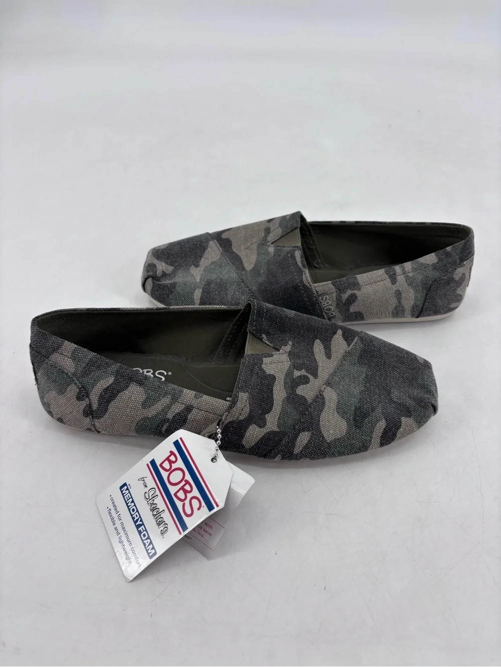 Bobs from Skechers NEW Alpargata Camo Print Memory Foam Slip On Loafers Flats